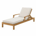 Chaise longue de jardin 200 x 70 x 90 cm en bois naturel et tissu beige - dossier inclinable