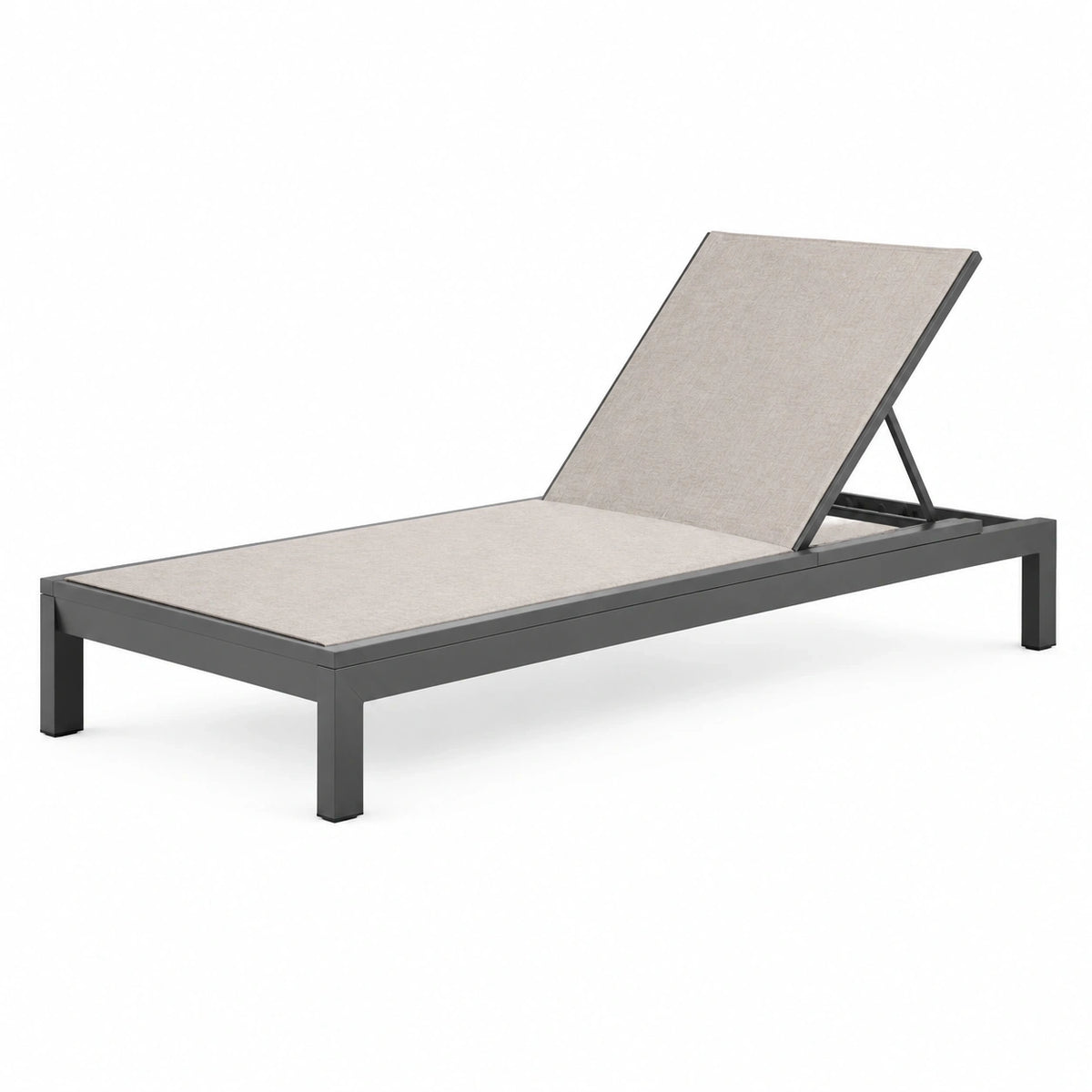 Chaise longue de jardin 200 x 65 cm aluminium beige dossier réglable