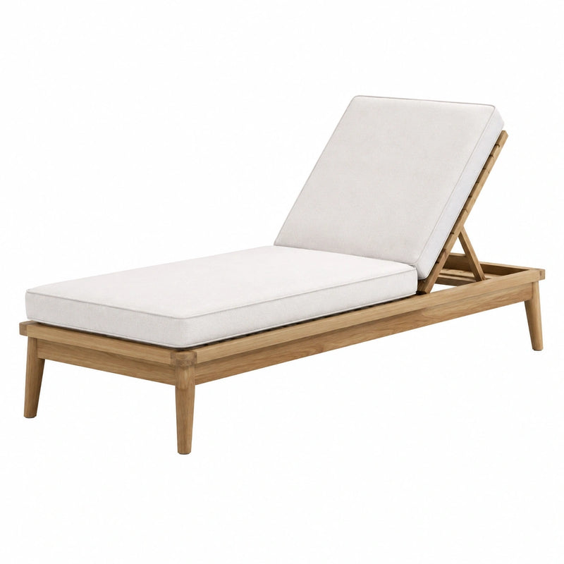 Bain de soleil 200 x 70 cm en bois beige avec dossier réglable pour extérieur