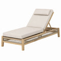 Chaise longue de jardin 200 cm en bois beige avec dossier inclinable