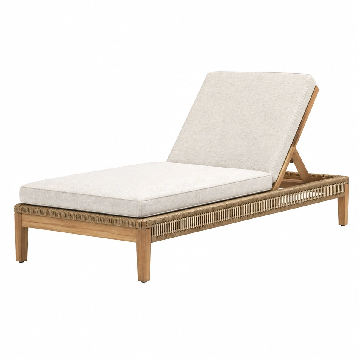 Chaise longue de jardin 200 x 75 cm en bois beige avec dossier réglable