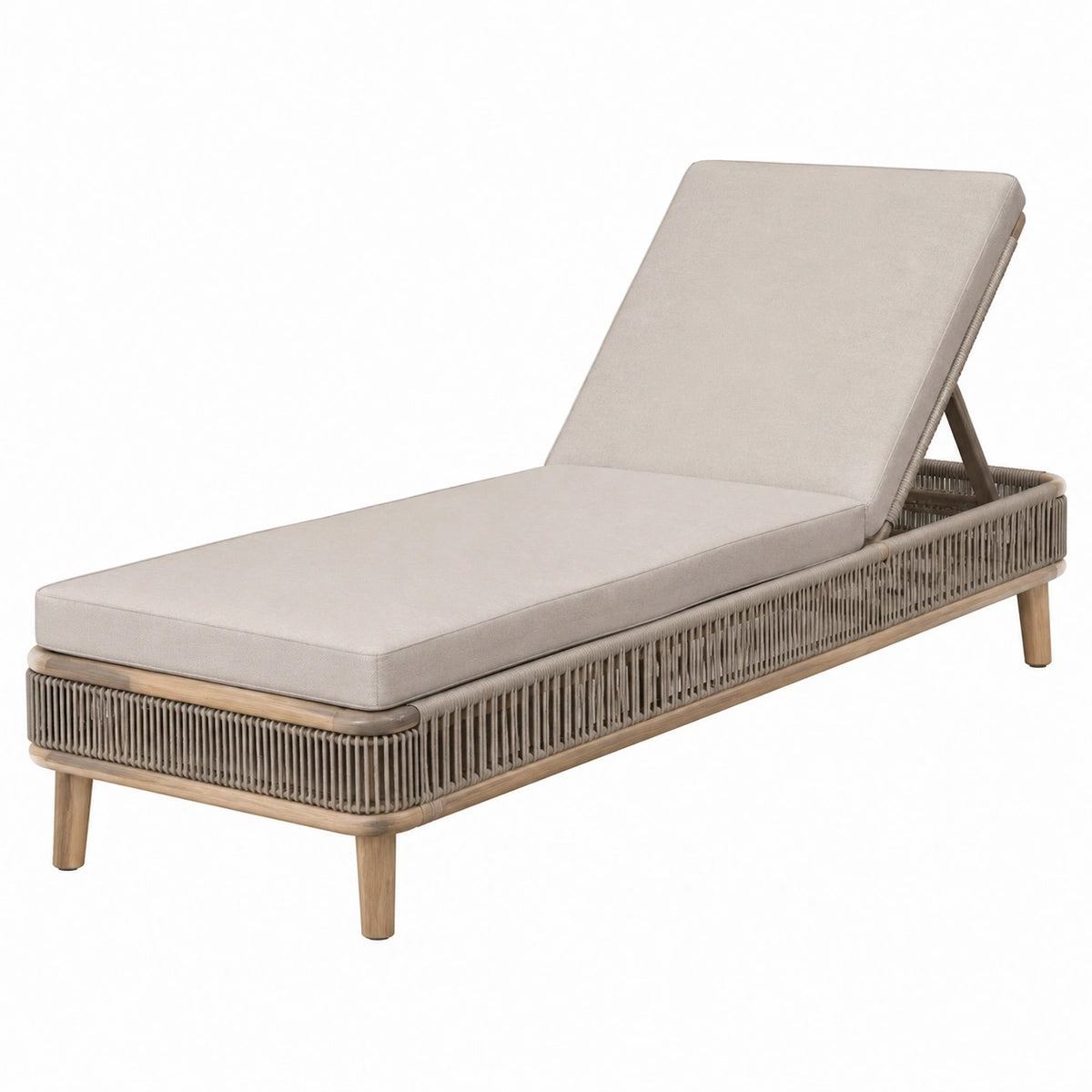 Chaise longue de jardin 200 x 75 cm en bois beige avec dossier inclinable style naturel