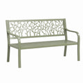 Banc de jardin 120 x 65 x 90 cm en acier vert à dossier végétal