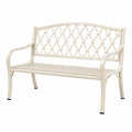 Banc de jardin 120 cm en métal ivoire avec accoudoirs style classique