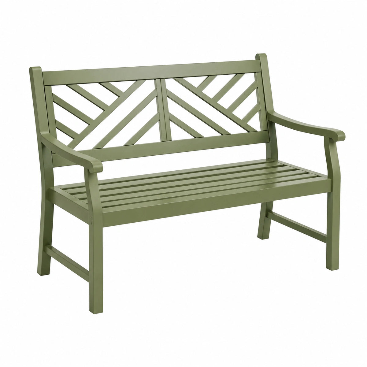Banc de jardin 120 x 60 x 90 cm en métal vert à accoudoirs style classique