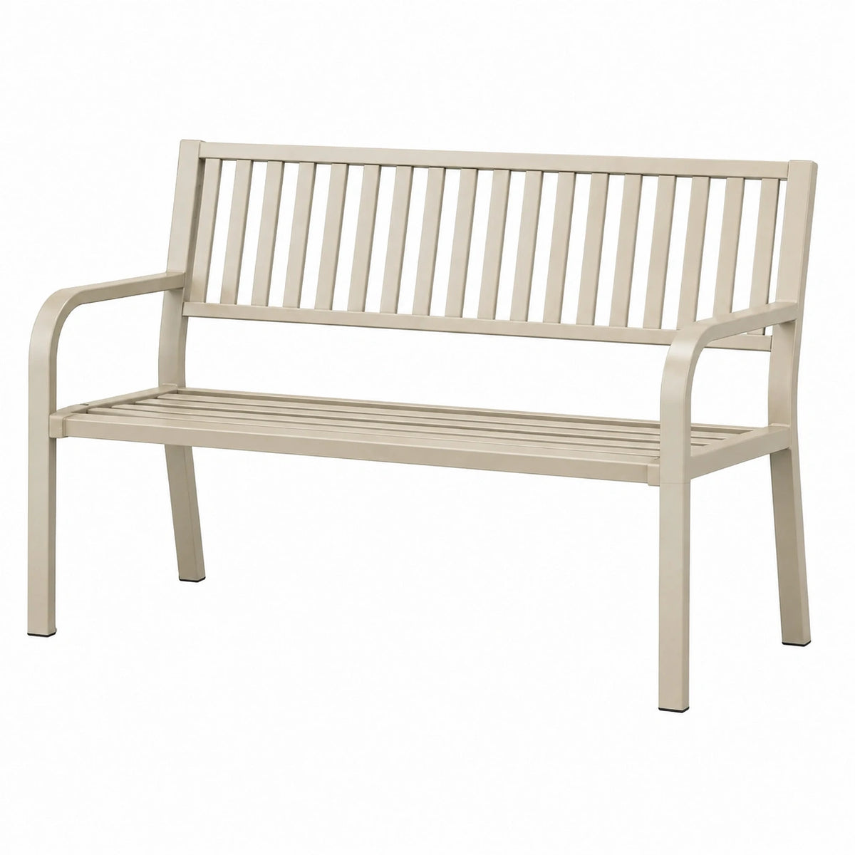 Banc de jardin 122 x 65 x 92 cm en métal beige à lattes classique