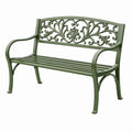 Banc de jardin 120 x 60 x 90 cm en métal vert style classique avec accoudoirs