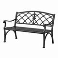 Banc de jardin 127 cm en métal noir à dossier ajouré style classique